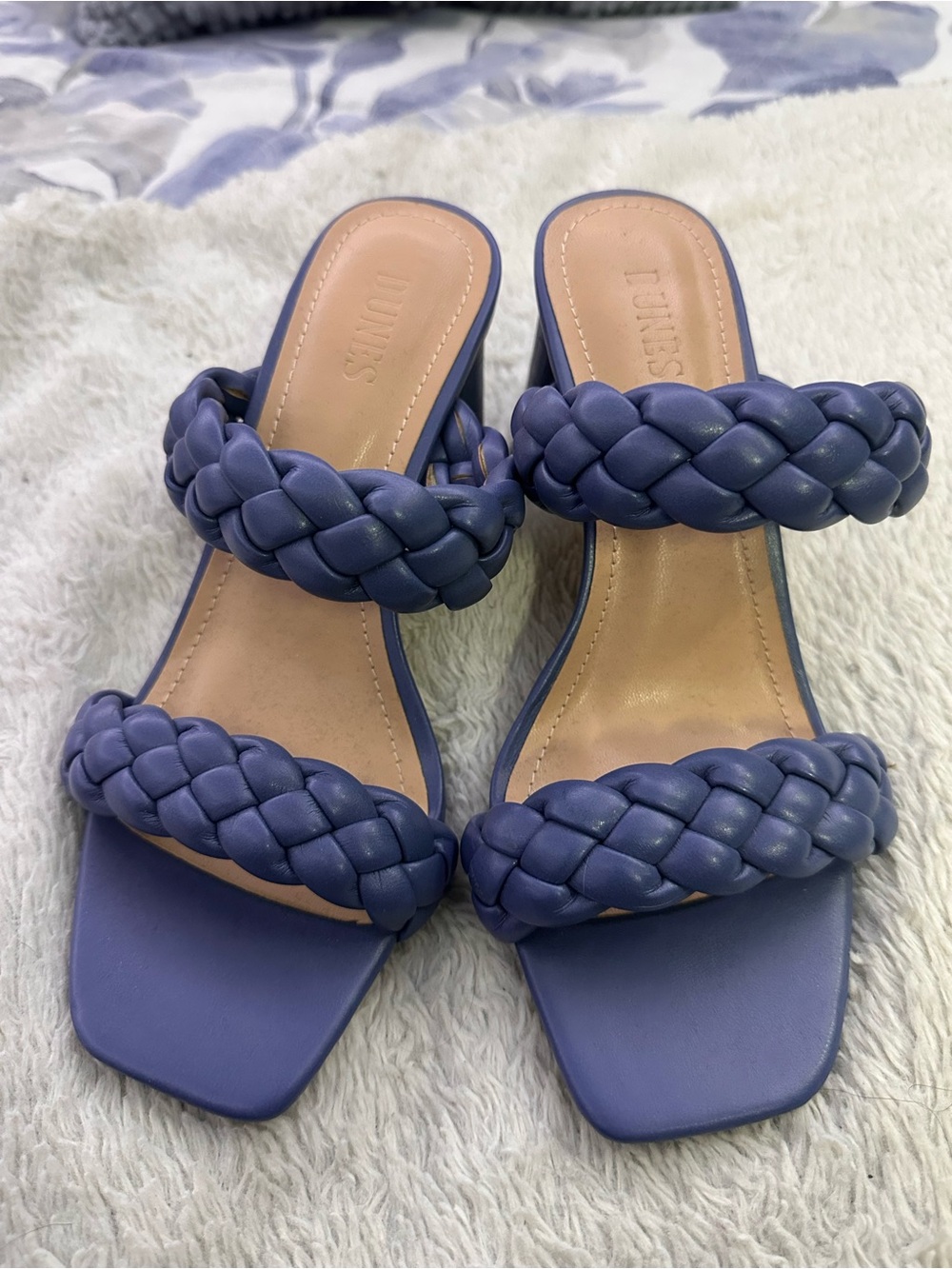 Two-Strap Braided Slide Sandals in Periwinkle 6M